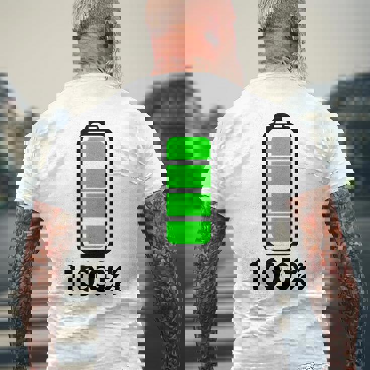 電池 100 フルバッテリー メンズTシャツ バックプリント 高齢者への贈り物