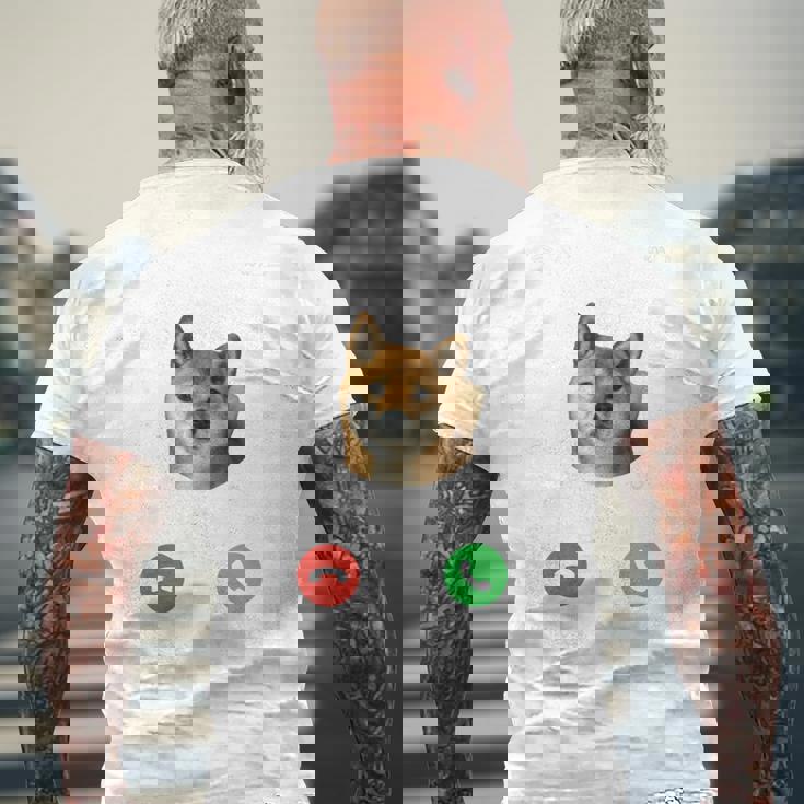 面白いtシャツ 柴犬 着信 イヌ わんこ メンズ 犬好き グッズ かわいい おもしろ 面白い 服 ネタ 長袖tシャツ メンズTシャツ バックプリント 高齢者への贈り物