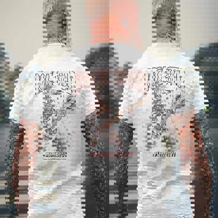 面白いギター猫 エレキギターでロックを弾く猫 長袖tシャツ メンズTシャツ バックプリント 高齢者への贈り物