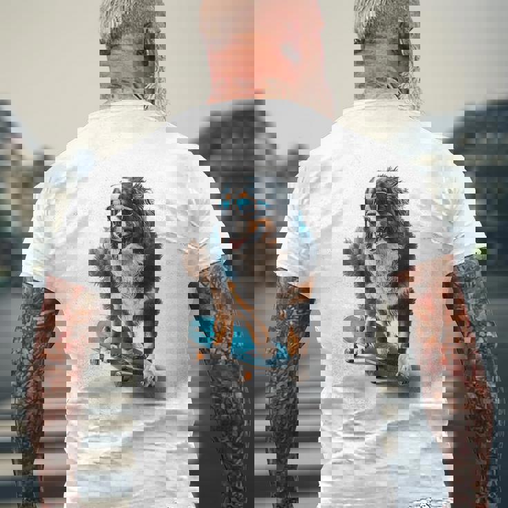 面白いスケートボード バーニーズマウンテンドッグ スケーター スケートグラフィック メンズTシャツ バックプリント 高齢者への贈り物