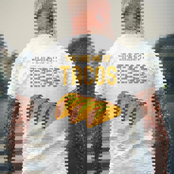 面白いタコス You Had Me At Tacos かわいい 愛らしいタコス フード メンズTシャツ バックプリント 高齢者への贈り物