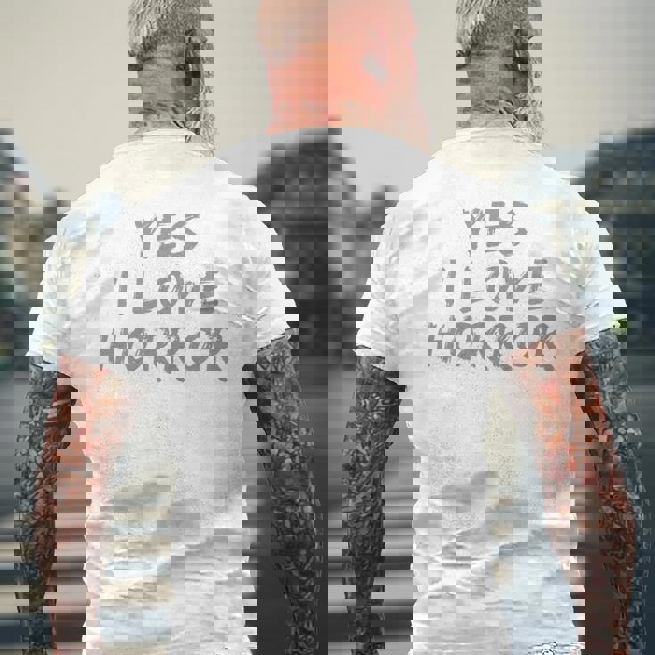 面白いホラー愛好家のための面白いテキストの引用 Yes I Love Horror 長袖tシャツ メンズTシャツ バックプリント 高齢者への贈り物