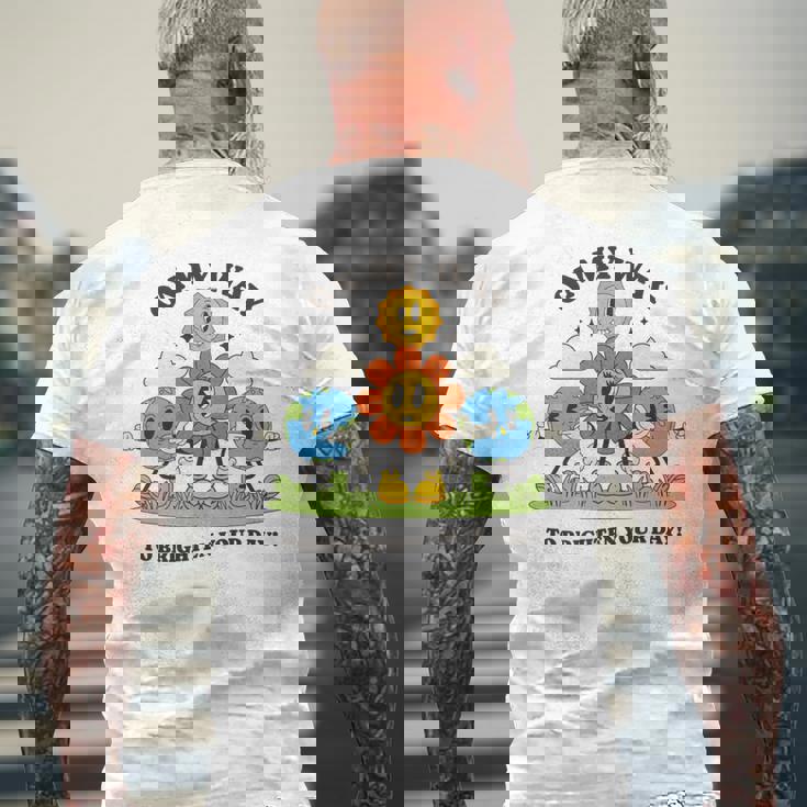 面白いポジティブスマイルサンガーデンハッピーガーデナー植物が育つ 長袖tシャツ メンズTシャツ バックプリント 高齢者への贈り物