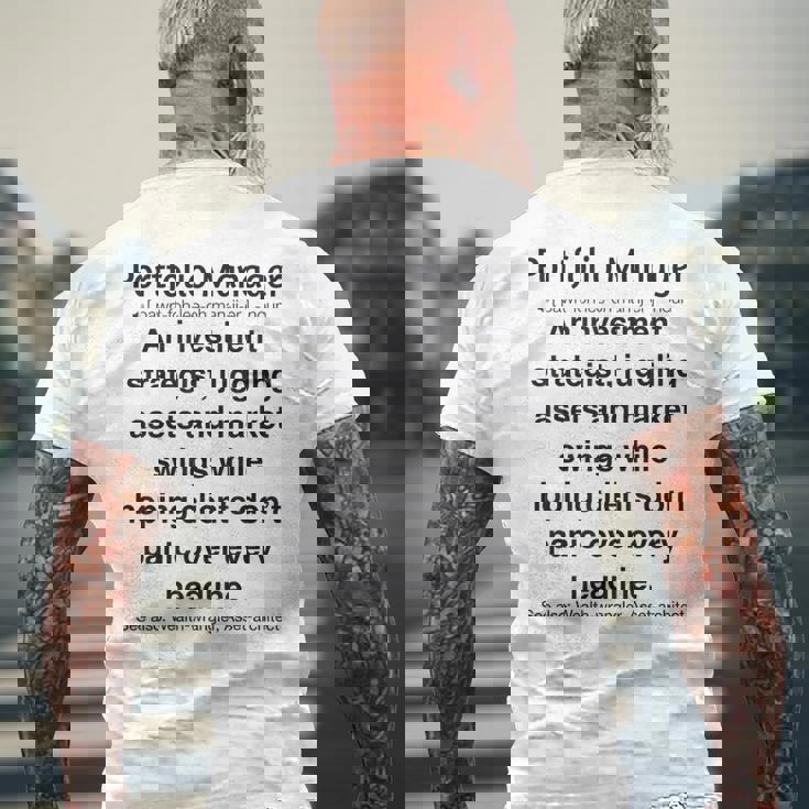 面白いポートフォリオマネージャー メンズTシャツ バックプリント 高齢者への贈り物