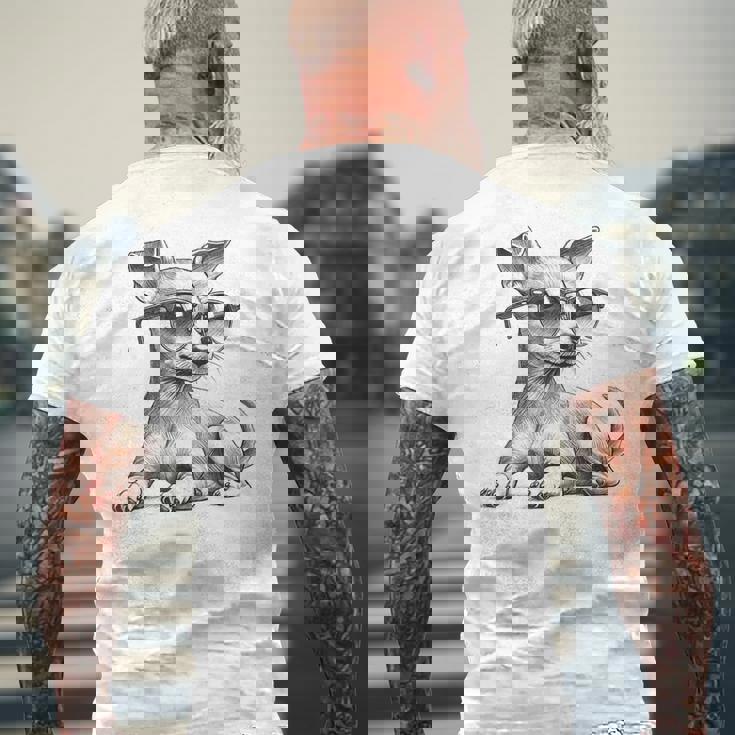 面白いミニチュアピンシャードッグミニピンサングラスデザイン。 メンズTシャツ バックプリント 高齢者への贈り物