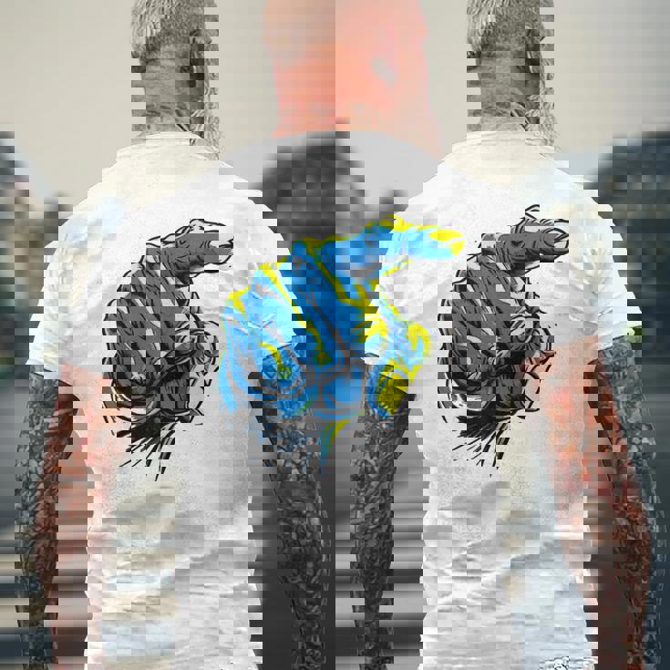 面白い手のデザイン メンズTシャツ バックプリント 高齢者への贈り物