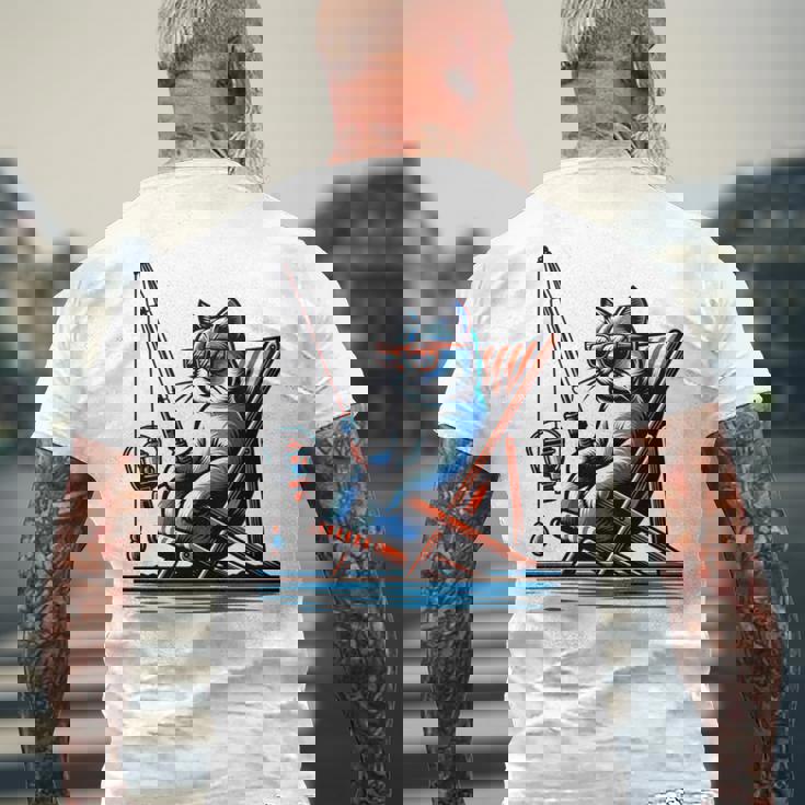 面白い釣り猫ロッドとリール Lets Go 釣り 猫釣り 長袖tシャツ メンズTシャツ バックプリント 高齢者への贈り物