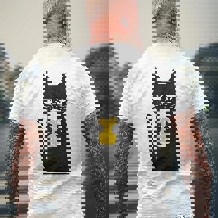 面白い黒猫はビールが大好きおもしろいビール好き メンズTシャツ バックプリント 高齢者への贈り物