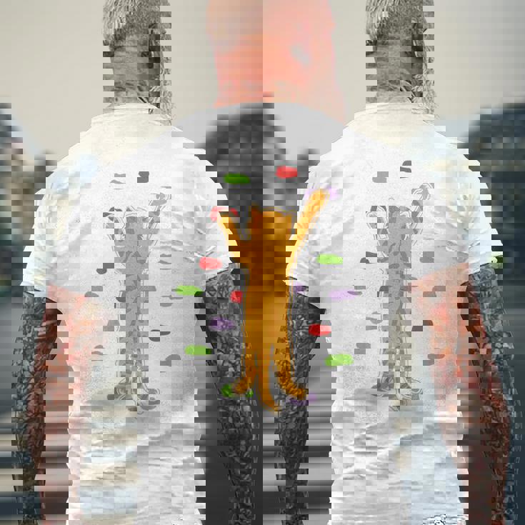 面白くてかわいいボルダーロッククライミングキャット背中にプリント メンズTシャツ バックプリント 高齢者への贈り物