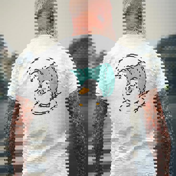 面白くてかわいい小さなアヒルが波をキャッチ。 メンズTシャツ バックプリント 高齢者への贈り物