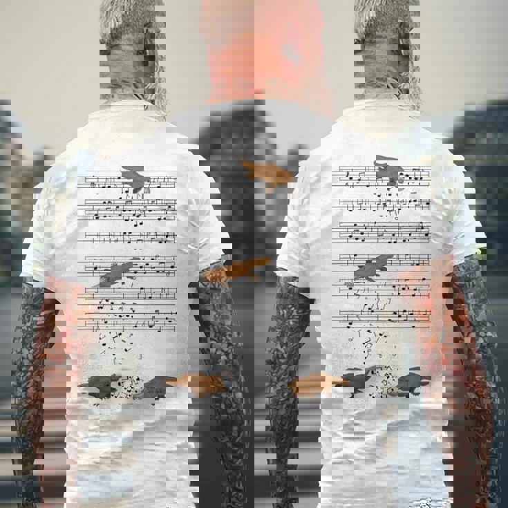 音符で遊ぶ面白いカモノハシ メンズTシャツ バックプリント 高齢者への贈り物