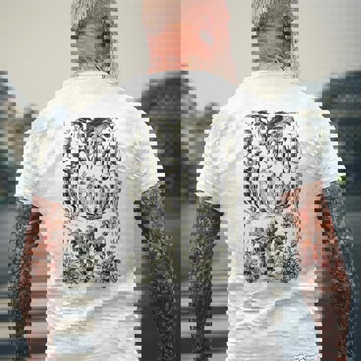 食虫植物 ヴィンテージ サラセニア ボタニカル メンズTシャツ バックプリント 高齢者への贈り物