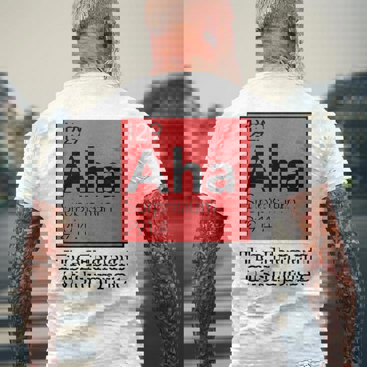 驚きの元素 周期表 129 アハ サプライズ メンズTシャツ バックプリント 高齢者への贈り物