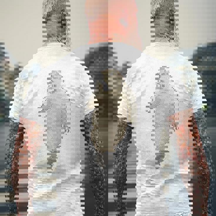 驚愕した マーモット ステッチ デザイン おもしろい 動物 レトロゲーム ドット絵 メンズTシャツ バックプリント 高齢者への贈り物