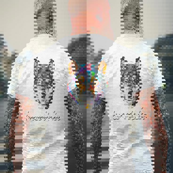 黒柴のグラフィックデザイン メンズTシャツ バックプリント 高齢者への贈り物