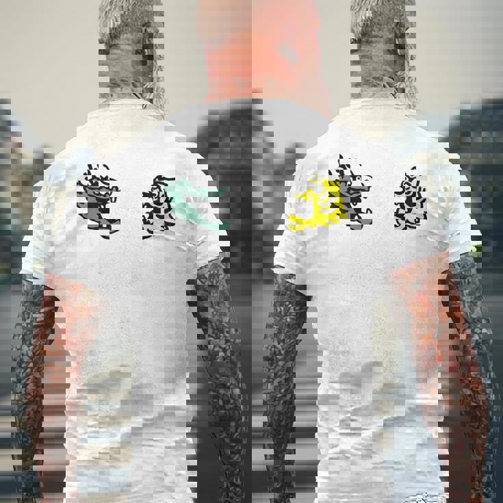 龍 虎 対決 和風キャラクターアート デフォルメポップデザイン メンズTシャツ バックプリント 高齢者への贈り物