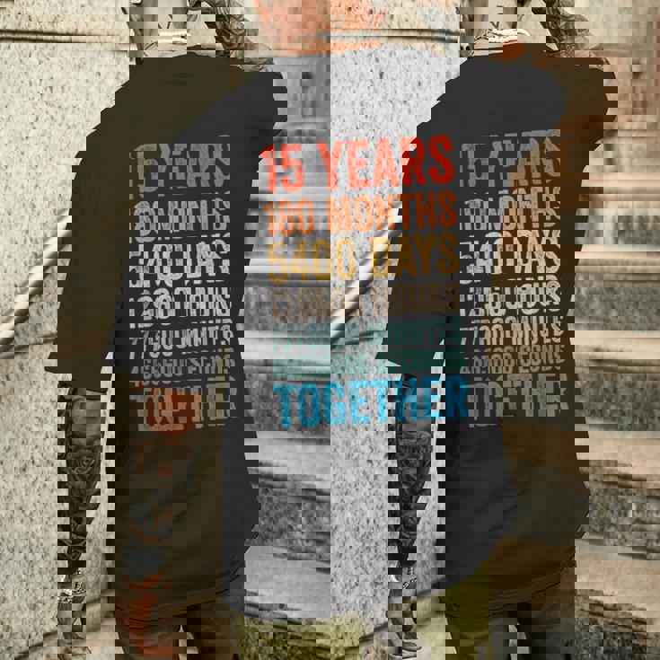 15年目の記念日 彼 彼女 カップル 15回目の結婚 メンズTシャツ バックプリント 彼への贈り物