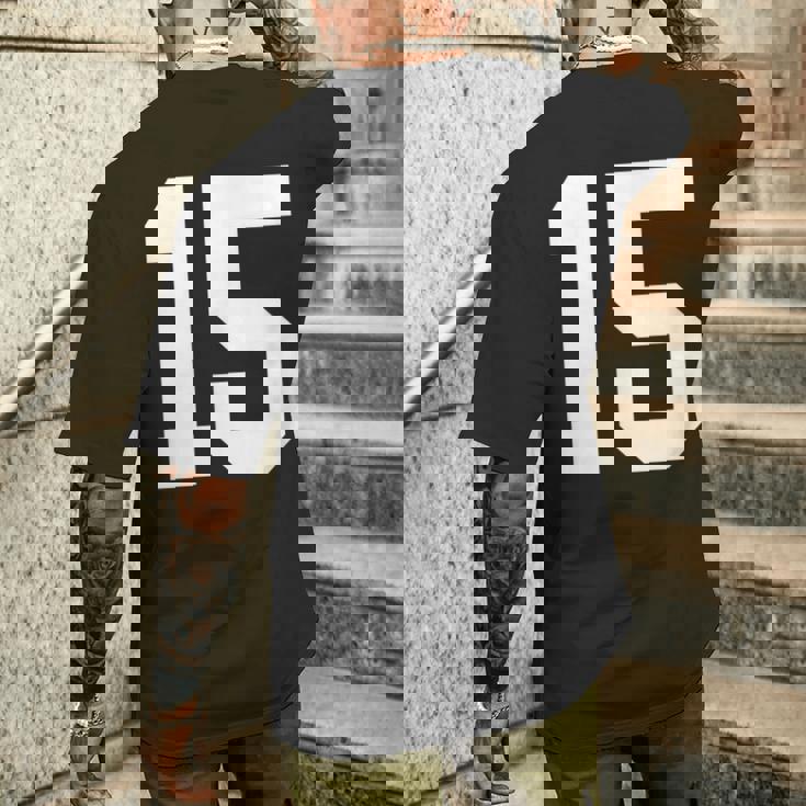 15番のカレッジスポーツスタイル。ホワイト。 メンズTシャツ バックプリント 彼への贈り物