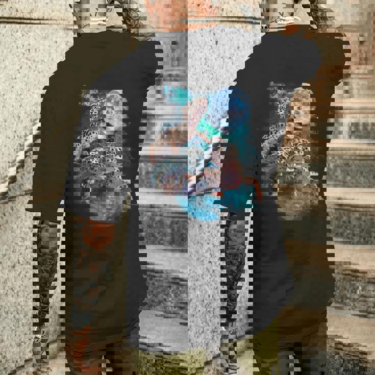 3ムーンヤモリ面白い爬虫類ヒョウトカゲヤモリアートノベルティ メンズTシャツ バックプリント 彼への贈り物