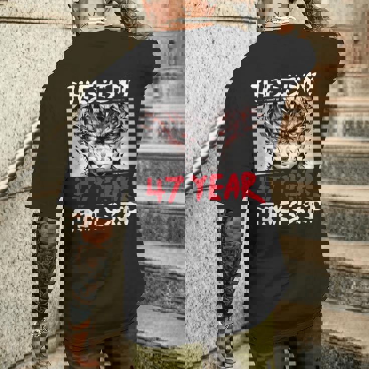 47 歳のタイムスキップ アニメ忍者サムライ 47 歳の誕生日 メンズTシャツ バックプリント 彼への贈り物