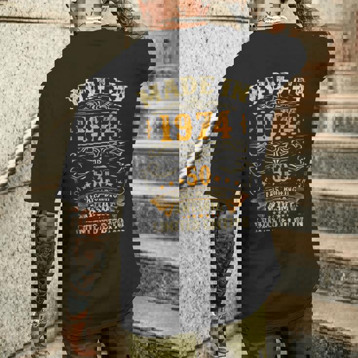 50歳ギフト メンズ ヴィンテージ 1974年 50歳の誕生日 メンズTシャツ バックプリント 彼への贈り物