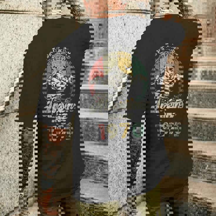 55歳の誕生日 1970年創業のレトロな山々 メンズTシャツ バックプリント 彼への贈り物