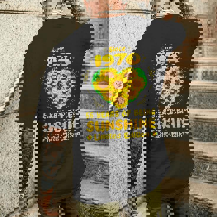 55歳の誕生日 サンシャイン55年 ひまわり好き 1970年生まれ メンズTシャツ バックプリント 彼への贈り物