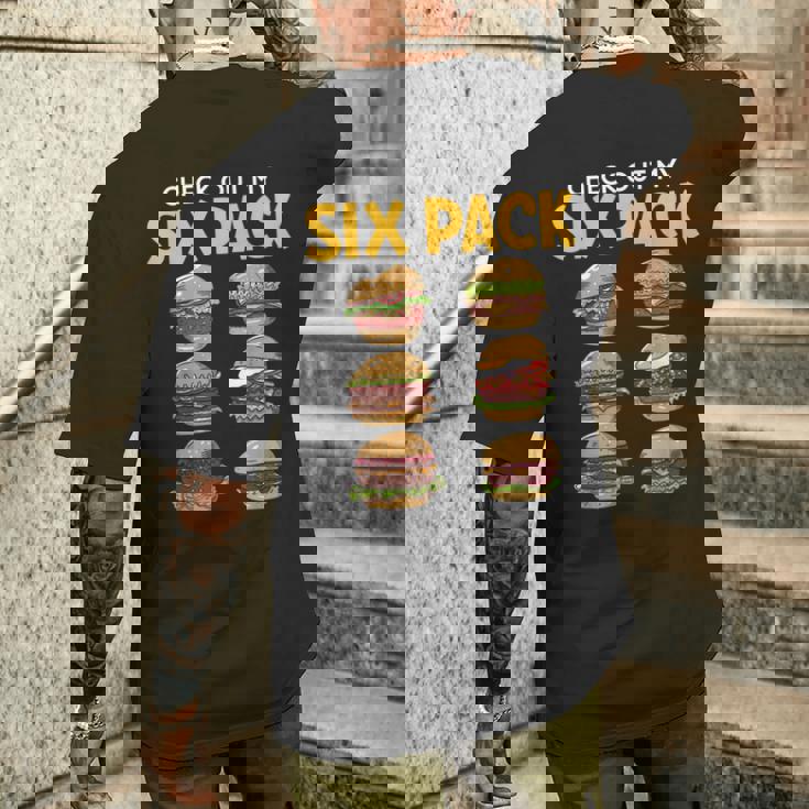 6パック バーガー メンズTシャツ バックプリント 彼への贈り物