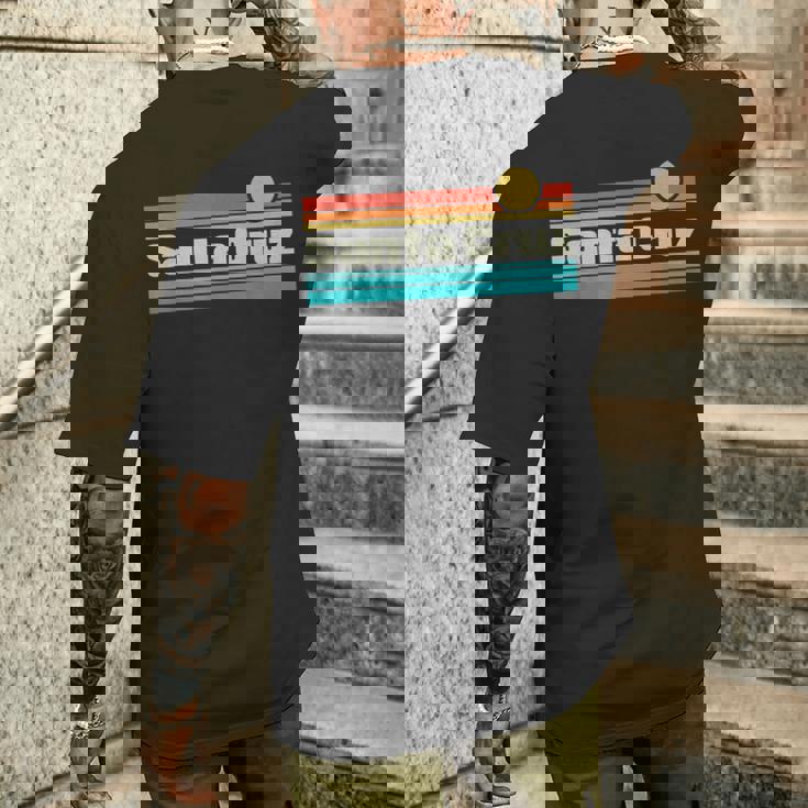 70年代80年代カリフォルニアcaレトロサンセットシティサンタクルーズ メンズTシャツ バックプリント 彼への贈り物