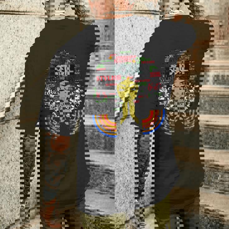 70年代ファンクアフロソウルレトロヴィンテージデザインアフロアンク メンズTシャツ バックプリント 彼への贈り物