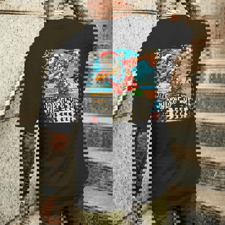 7月のクリスマス サンタハワイアンワンダフルビール メンズTシャツ バックプリント 彼への贈り物