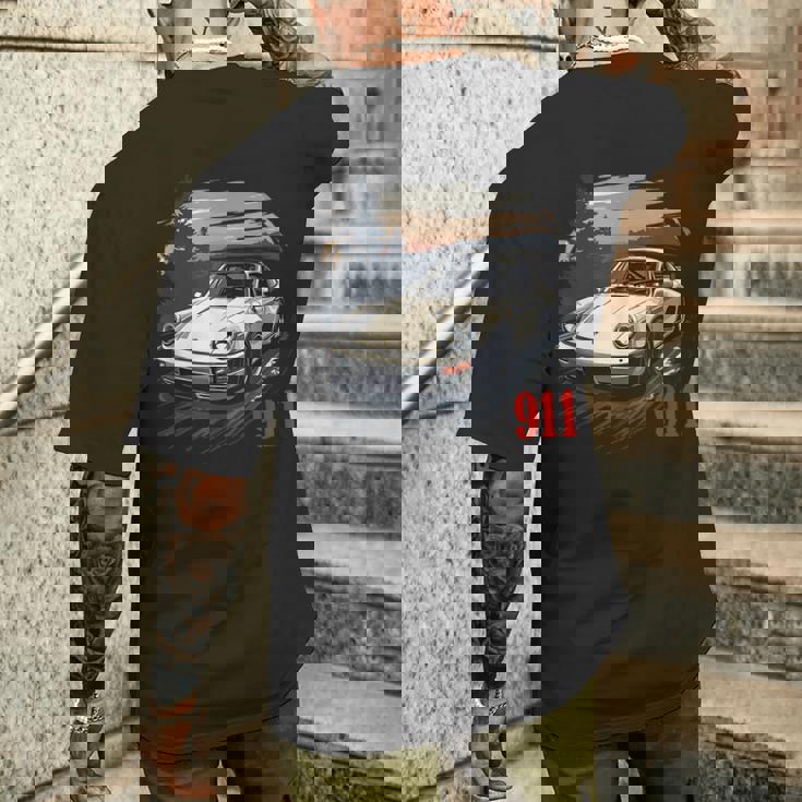 911ターボレトロヴィンテージ964カークラシック自動車トラック。 メンズTシャツ バックプリント 彼への贈り物