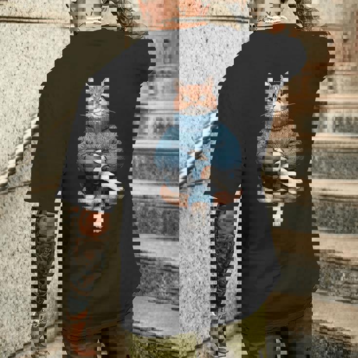 A Cozy Cat Wear Aweater And お揃い パンツ メンズTシャツ バックプリント 彼への贈り物