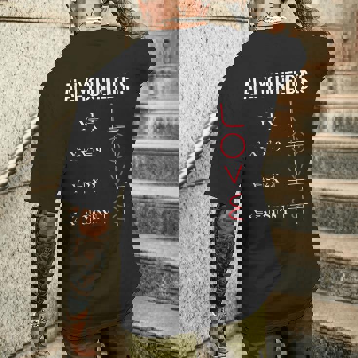 All You Need Is Love 面白くてかわいい数学方程式 メンズTシャツ バックプリント 彼への贈り物