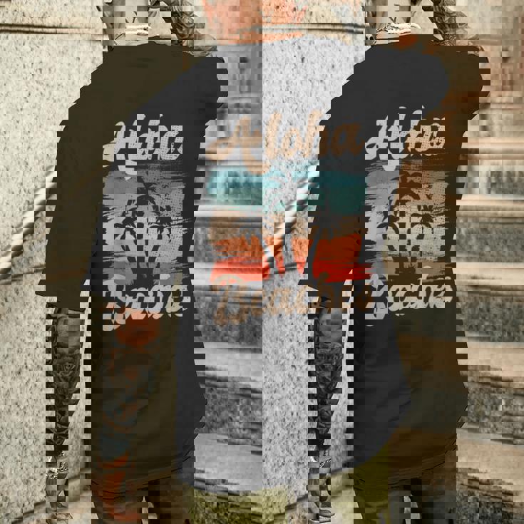 Aloha Beaches ハワイ サーフィン ストランドパーティー バケーション サーファー メンズTシャツ バックプリント 彼への贈り物