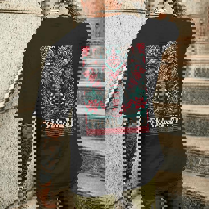 Amezing タイチャン 美しい象 タイ柄 メンズTシャツ バックプリント 彼への贈り物