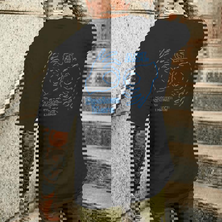 Asl アメリカ手話 Aslpoken Hear メンズTシャツ バックプリント 彼への贈り物