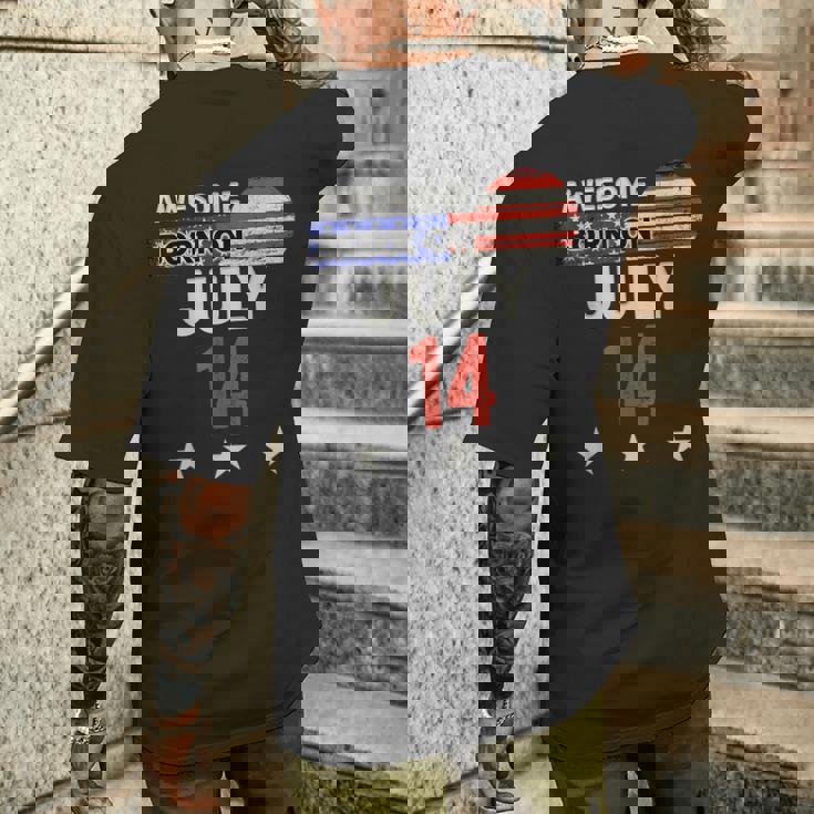 Awesome 7月14日 ヴィンテージ アメリカ国旗 クラシック 7月14日 メンズTシャツ バックプリント 彼への贈り物