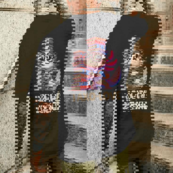 I Axo Love Presschool Axolotl 新学期読書 メンズTシャツ バックプリント 彼への贈り物