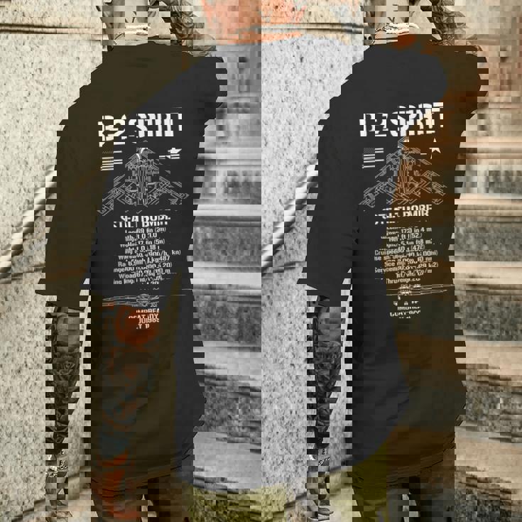 B-2Pirittealth Bomberpecs ミリタリーエアクラフトb2 メンズTシャツ バックプリント 彼への贈り物