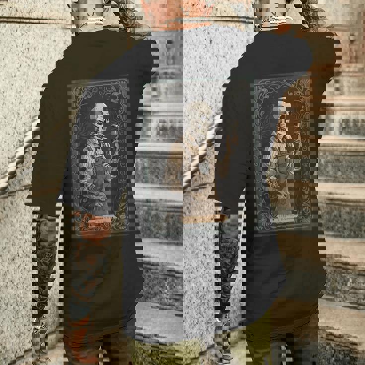 The Barber タロットカード ゴシック スケルトン 散髪店 ハロウィン メンズTシャツ バックプリント 彼への贈り物