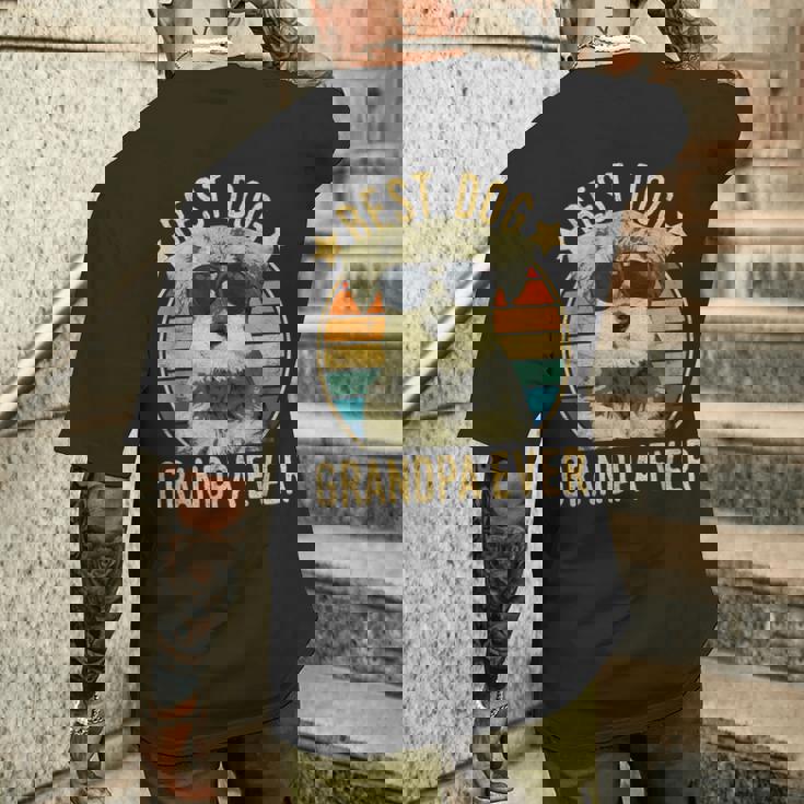 Best Dog Grandpa Ever ミニチュア シュナウザー 父の日 メンズTシャツ バックプリント 彼への贈り物