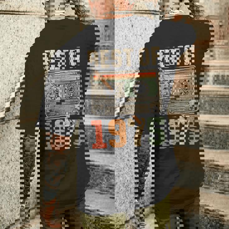 Best Of 1975 オールド・カセット 50歳の誕生日 レトロ メンズTシャツ バックプリント 彼への贈り物