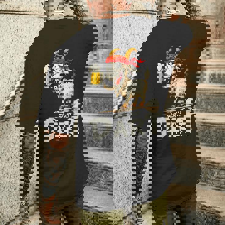 Bock Auf Dart ヤギとビールジョッキ 面白いダーツプレーヤー メンズTシャツ バックプリント 彼への贈り物