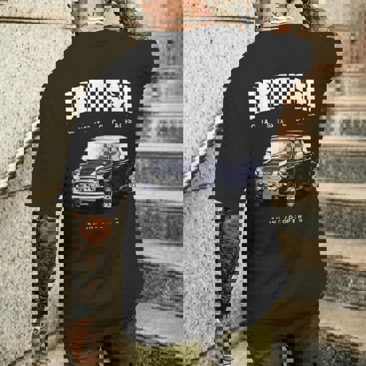 British Classic Car ダークブルー ミニスポーツカー メンズTシャツ バックプリント 彼への贈り物