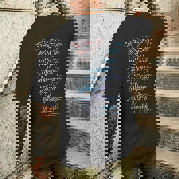 But The Fruit Of Thepirit Is キリスト教信仰引用聖書 メンズTシャツ バックプリント 彼への贈り物