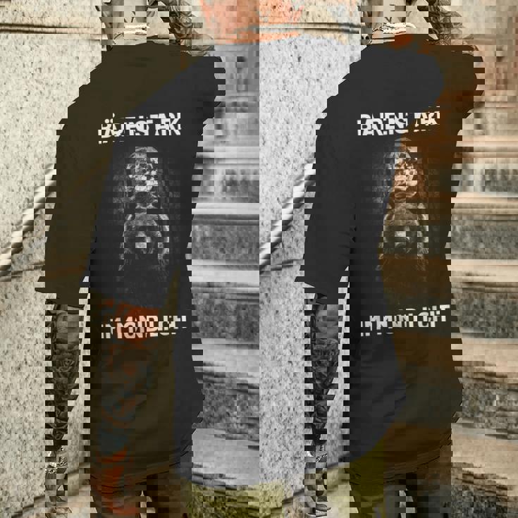 Bärenstark Im Mondlicht 満月 森 月明かり グリズリーベア メンズTシャツ バックプリント 彼への贈り物