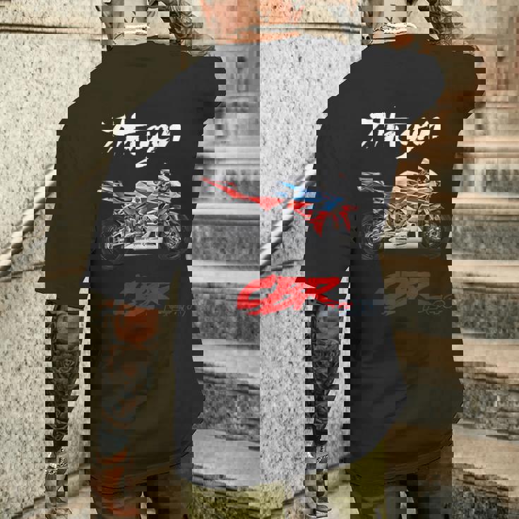 Cbr、オートバイ、オートバイ、ロードレース、バイカー、スポーツバイク、Pc40。 メンズTシャツ バックプリント 彼への贈り物