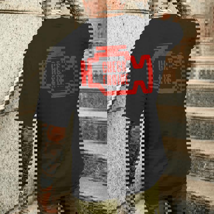 Check Engine Light アンティーク調デザイン メンズTシャツ バックプリント 彼への贈り物