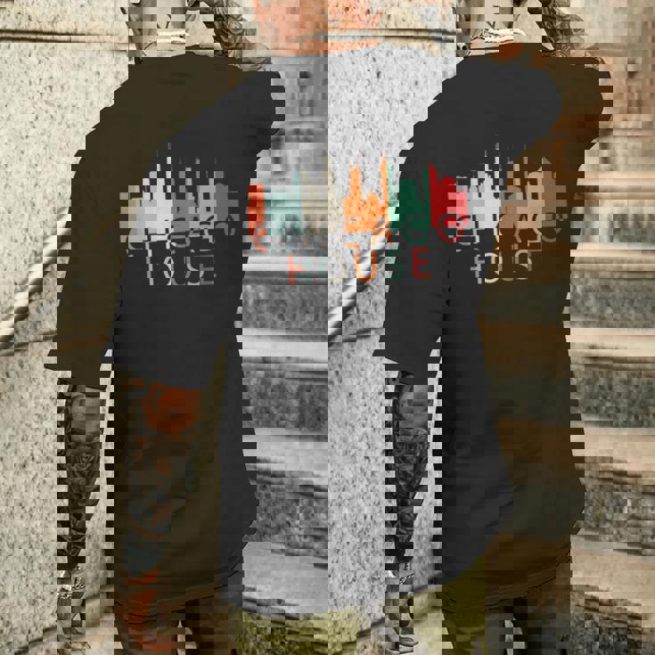 Chicago House Music レトロ ヴィンテージ シャツ ラブ シカゴ メンズTシャツ バックプリント 彼への贈り物